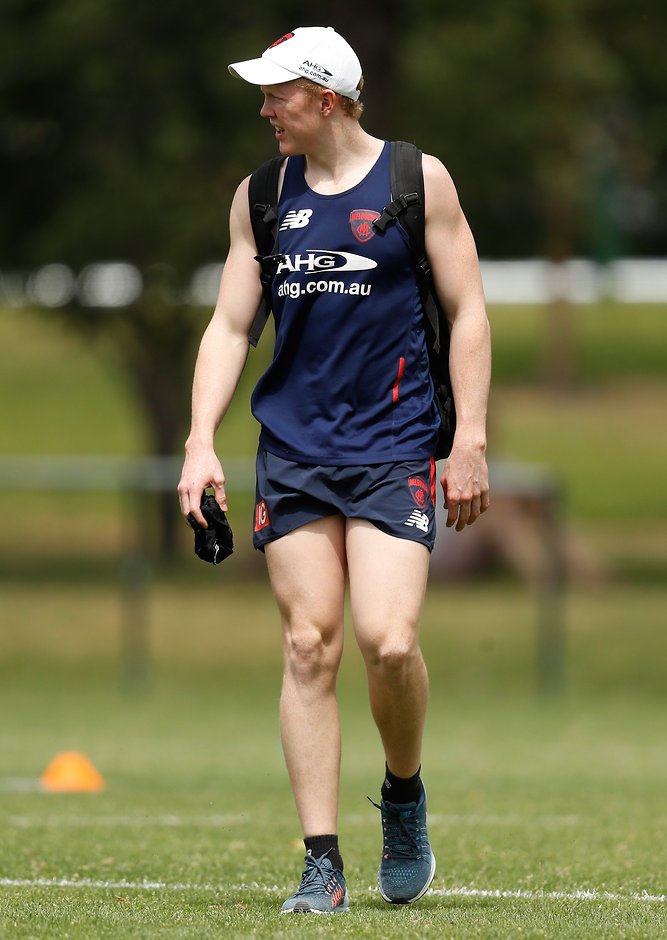 AFL 2016 Training - Melbourne 211116 MELBOURNE, AUSTRALIA - NOVEMBER 21: Clayton Oliver of the Demons in action during the Melbourne Demons training session at Gosch's Paddock in Melbourne, Australia on November 21, 2016. (Photo by Michael Willson/AFL Media)